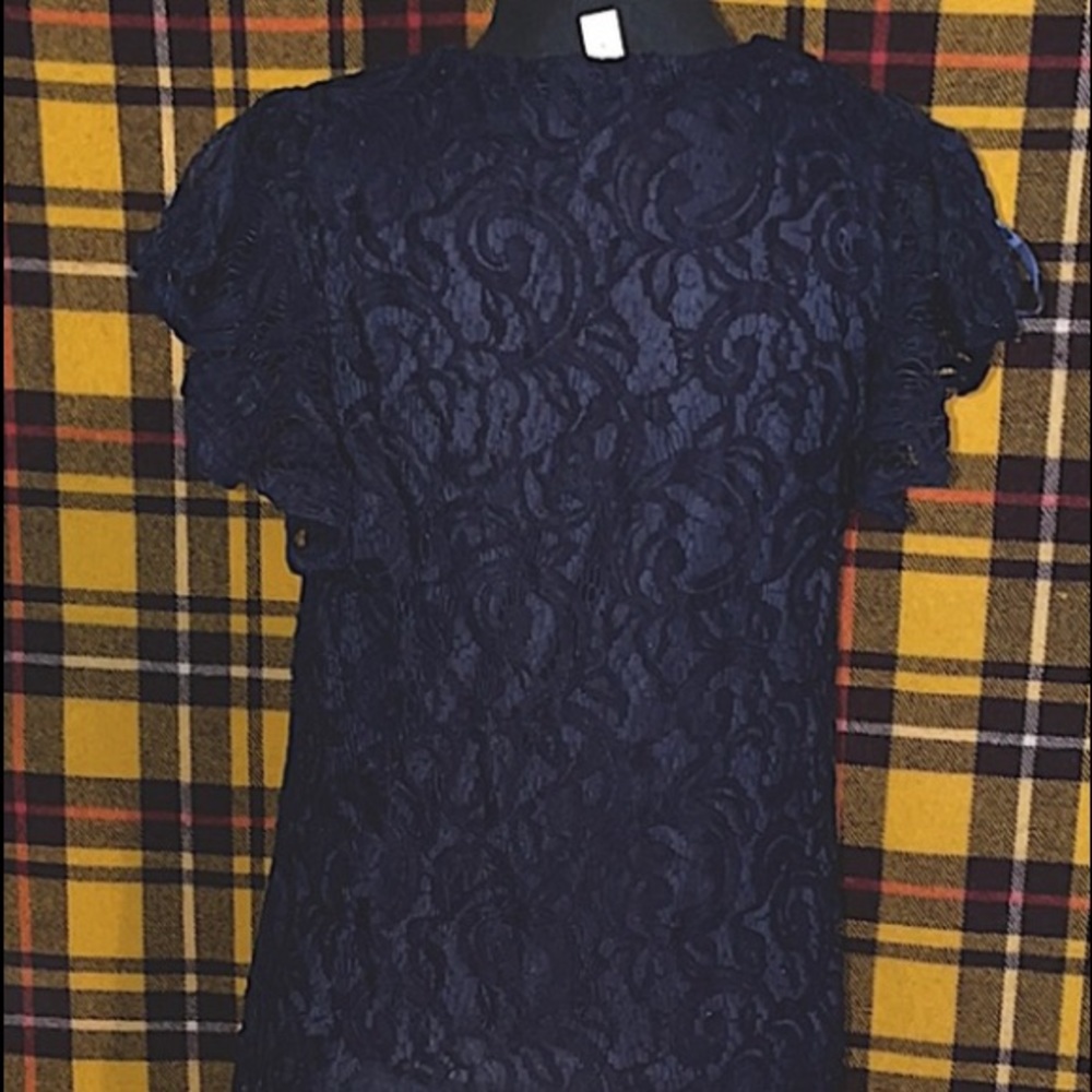 WORN ONCE Dana Buchman Navy lace dress - Picture 2 of 6